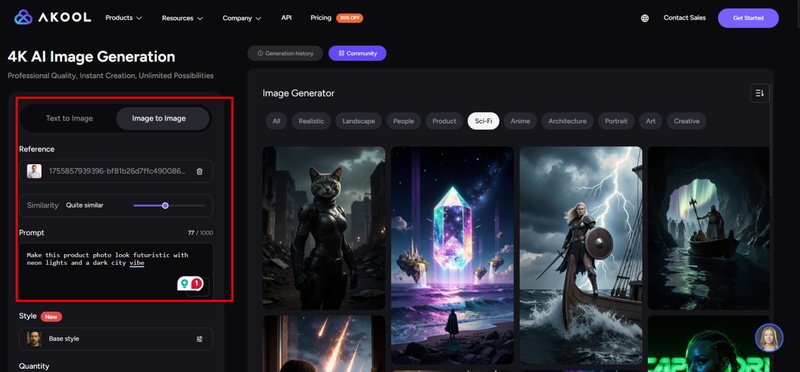 upload image and add prompt