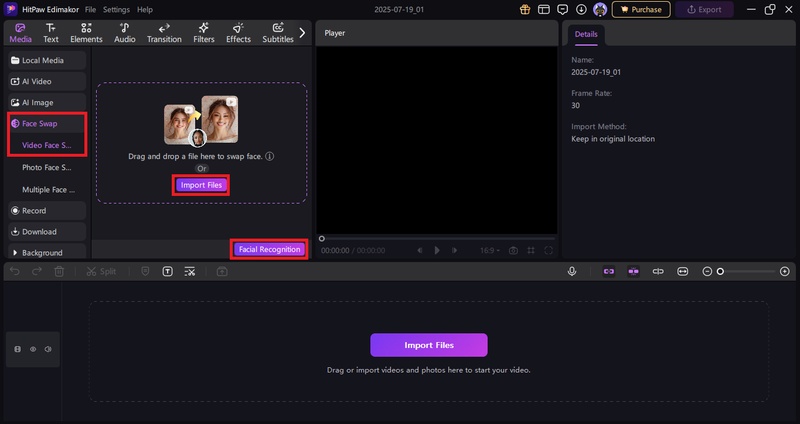 upload picture and click facial recognition
