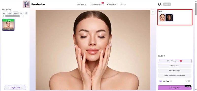 upload the second face 1