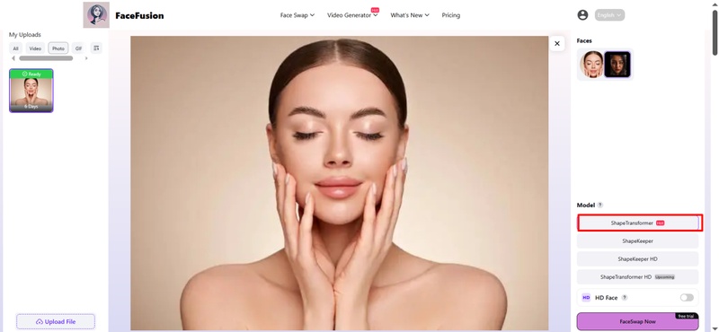 upload the second face 2