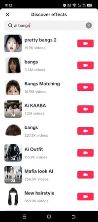 ai bangs filter tiktok