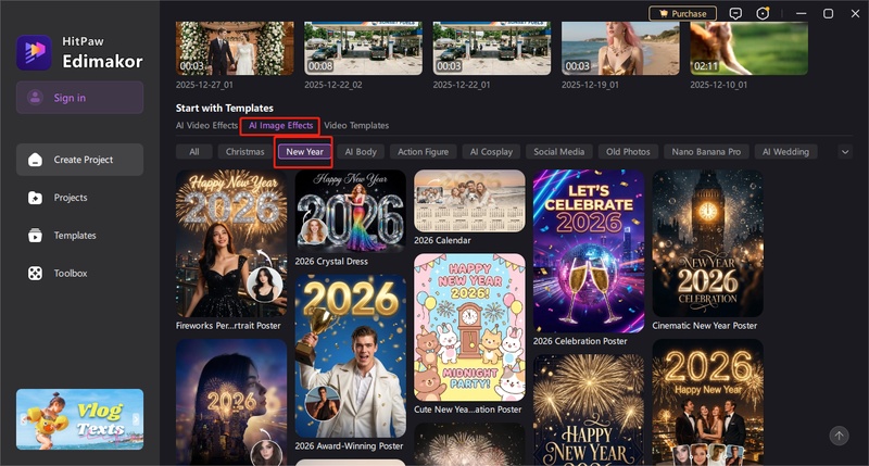 ai new year photo templates