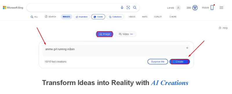 Bing AI Image Generator with my photo