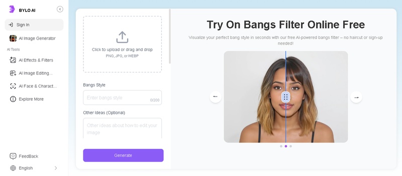 bylo ai bangs filter