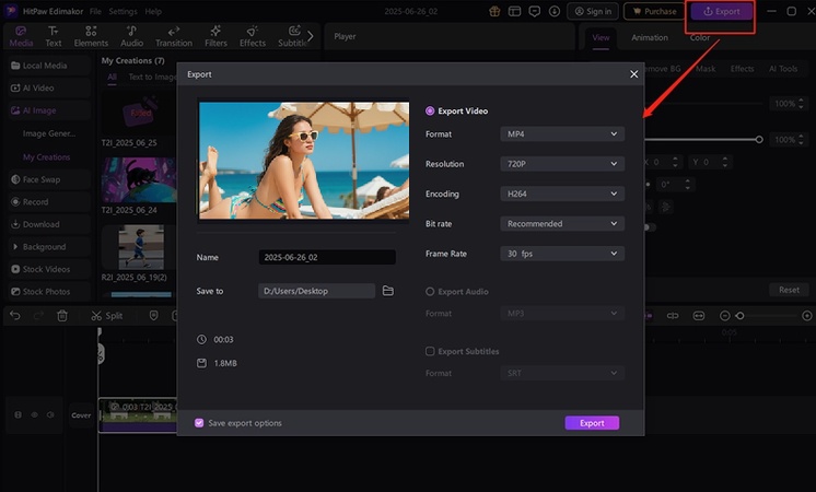 export the bikini generated photo