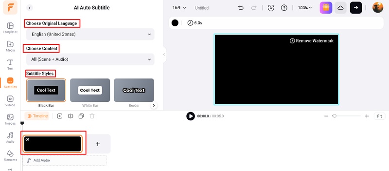 flexclip auto subtitle generator