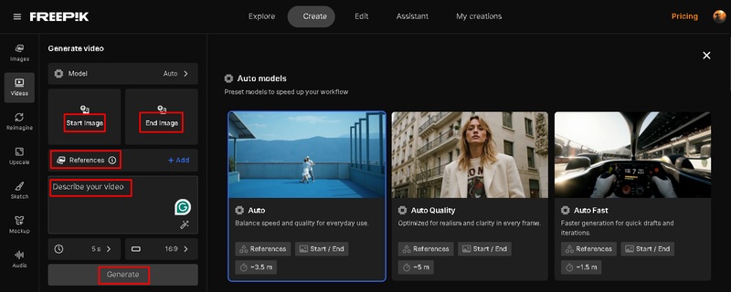 freepik ai video generator-add photos and customize your video