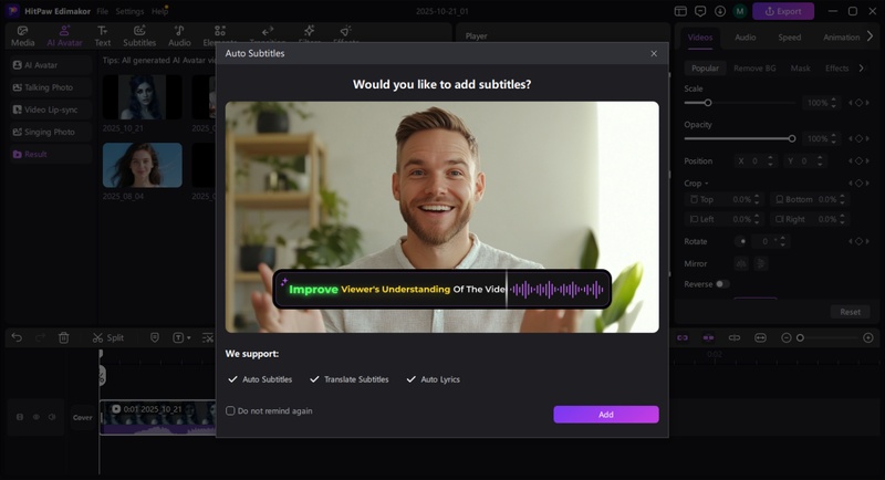halloween ai talking avatar auto subtitles