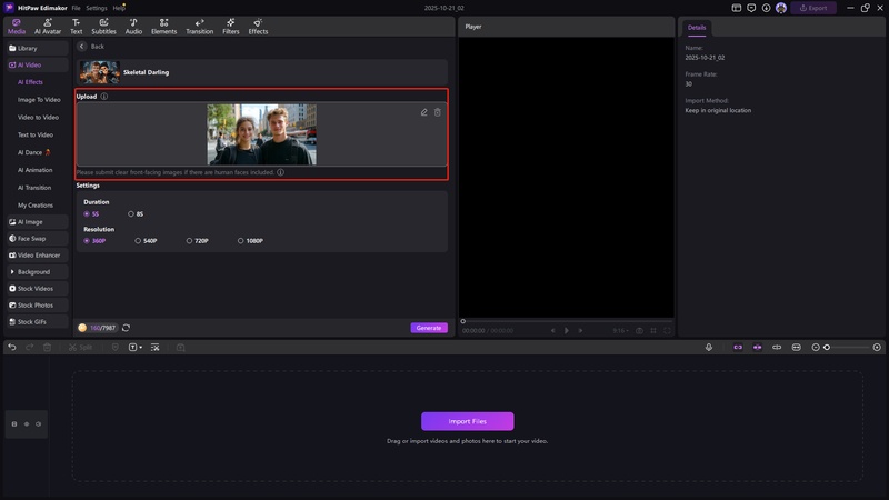 halloween ai video effects upload image