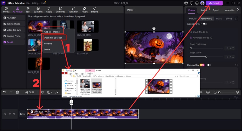 halloween avatar export