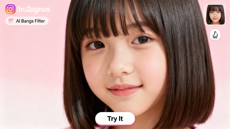 micro bangs ai filter instagram
