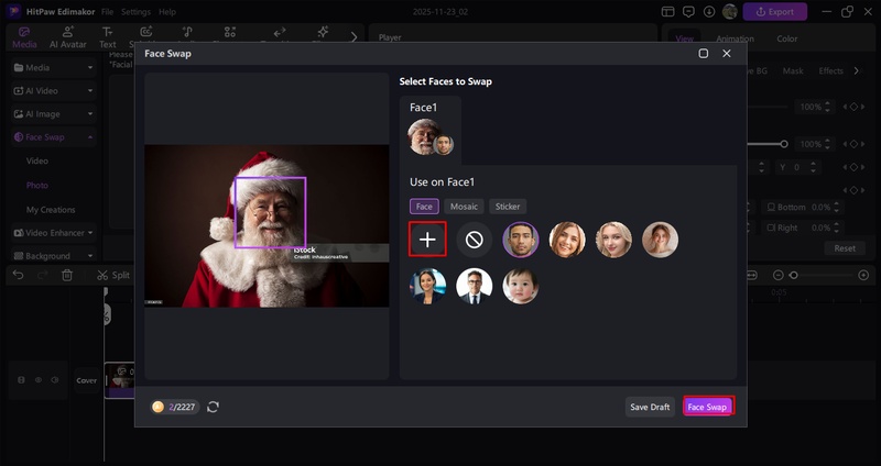 santa claus face swap template