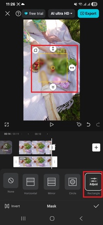 長方形マスクを追加 capcut