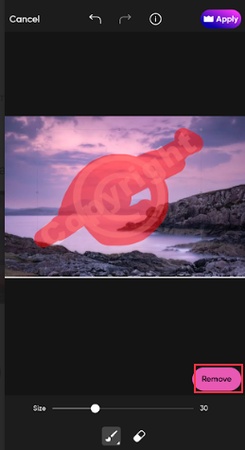 brush over watermark picsart