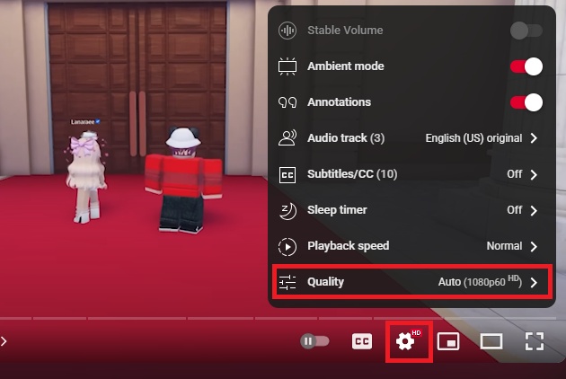 check youtube video quality