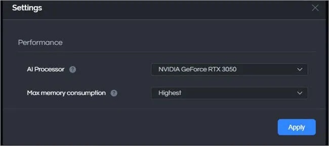 choos eai processor and set max memory consumption