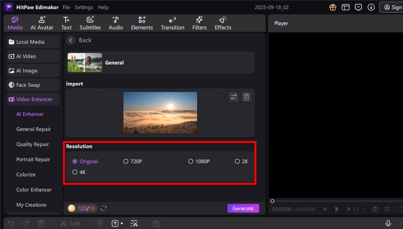 choose video resolution