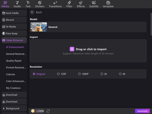 click generate