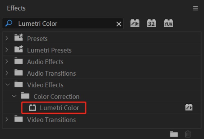 click on lumetri color
