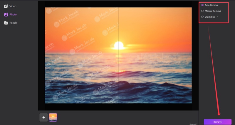 click on remove edimakor