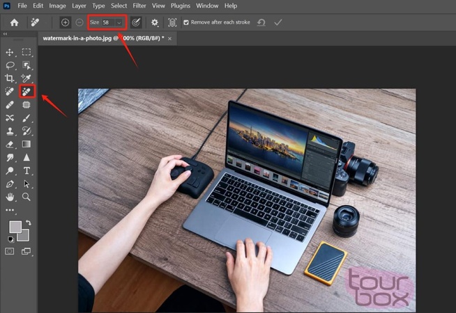 click on remove in photoshop