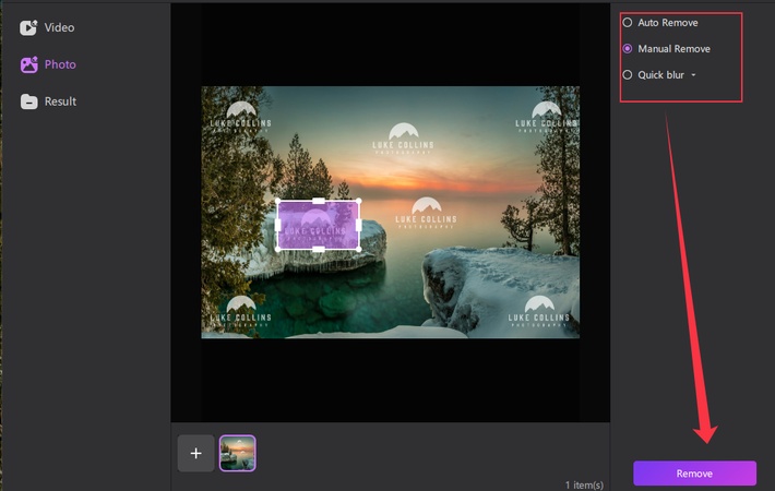 click on remove