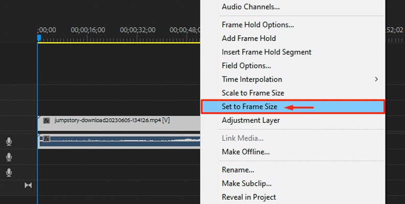 click on set to frame size