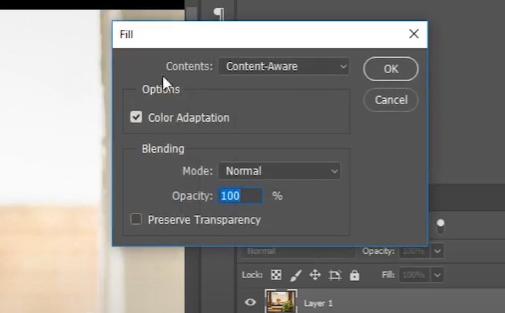 go to content aware fill