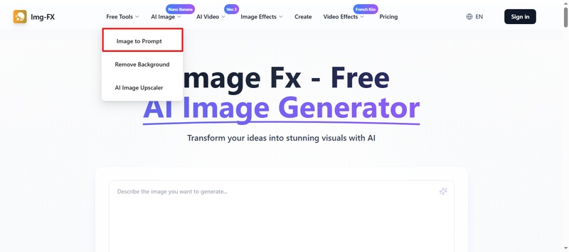 go to the image to prompt feature