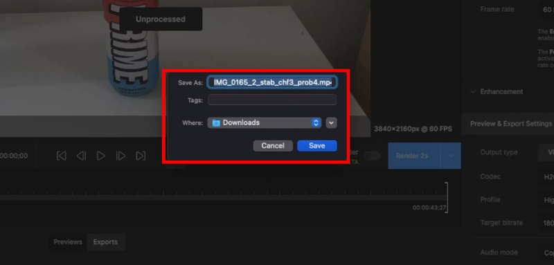 save the enhanced video
