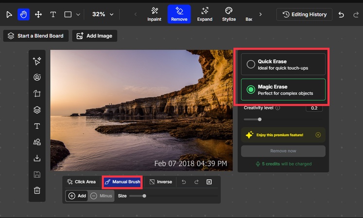 select erase option