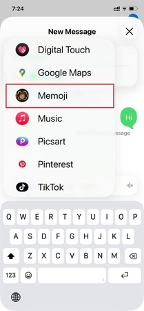 select memoji from the options