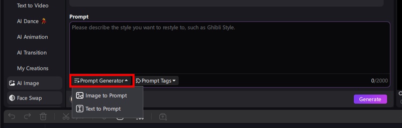 select prompt generator