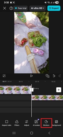 ステッカーを追加 capcut