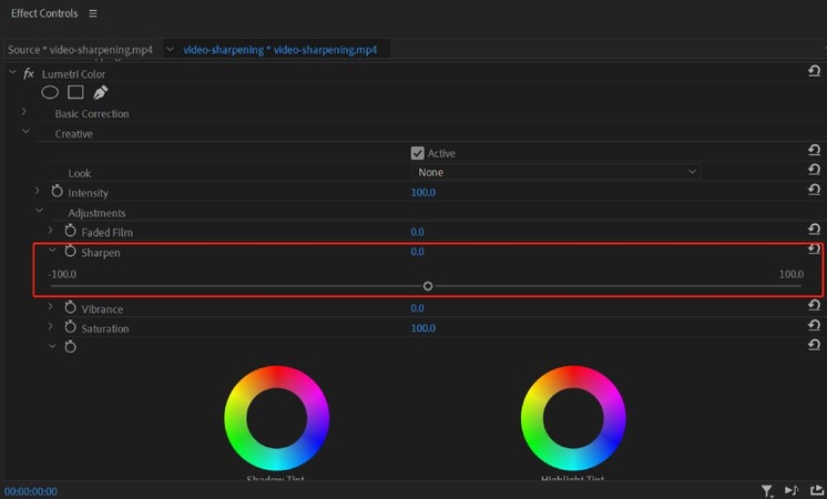 sharpen using slider
