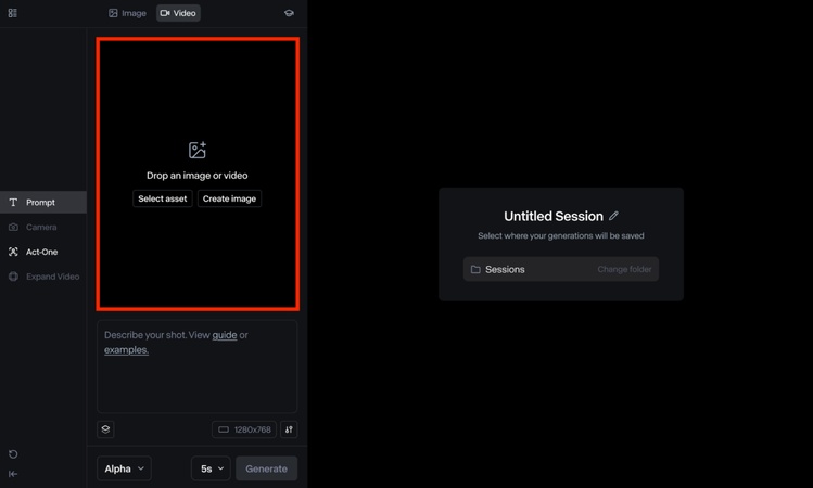 upload your video file runway