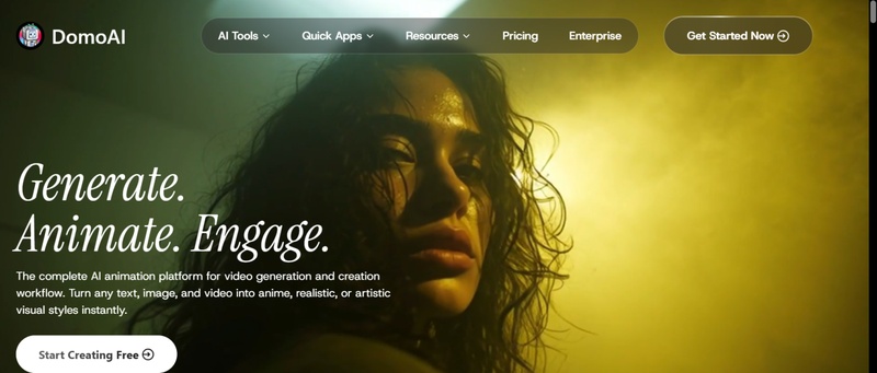 website interface of domo ai