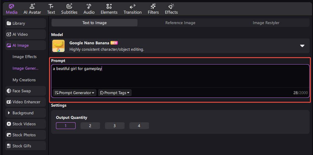 enter ai girl prompt