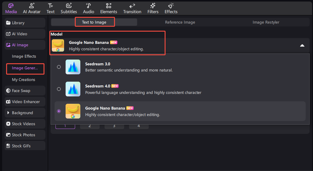 choose text to image