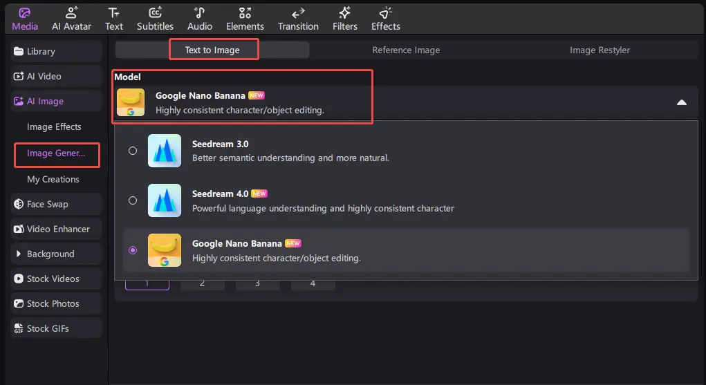 choose text to image