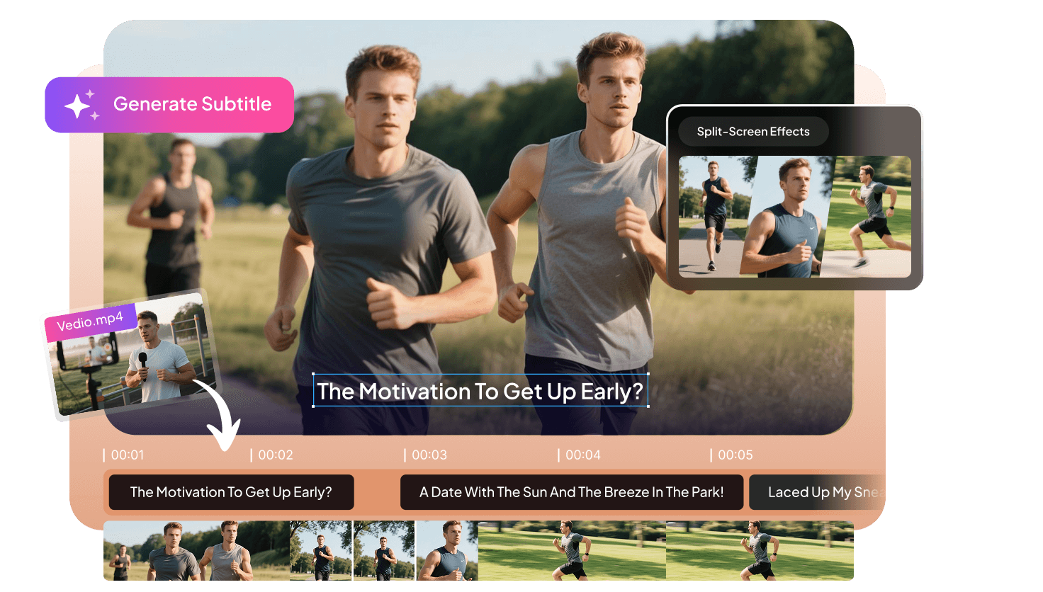 One-click to generate or translate subtitles