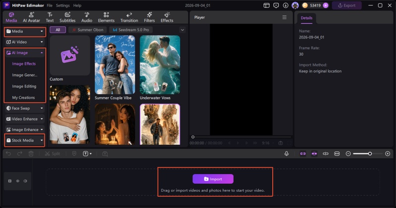 add visuals in the timeline