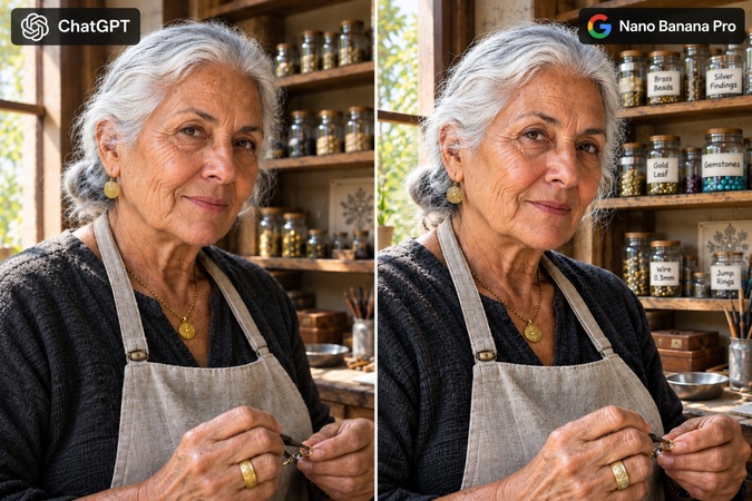 Comparación Detallada De Retrato De Artesano ChatGPT Image 2.5 Vs Nano Banana Pro