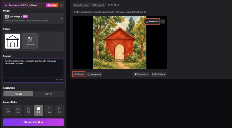 choose gpt image model in edimakor 3