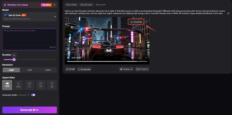 Generate and review the AI video