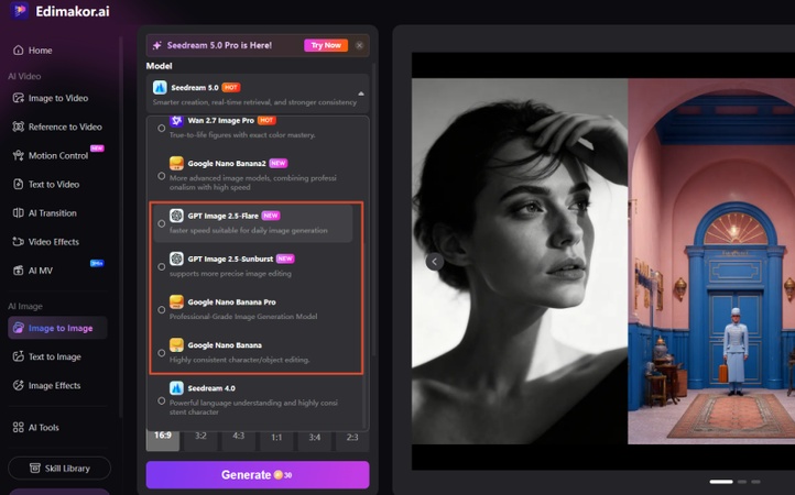 open edimakor ai then select image to image tool