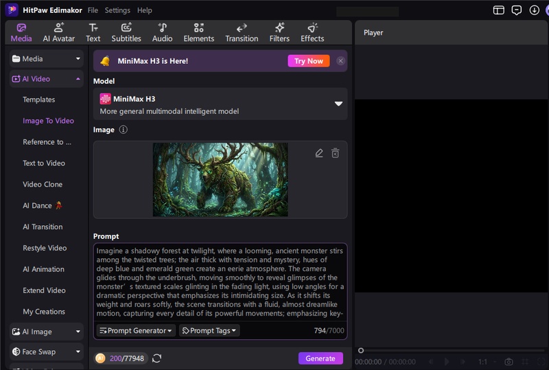Animate Ai Monster with Edimakor