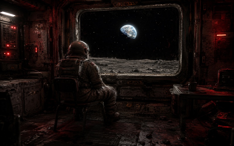 astronaut viewing glowing earth