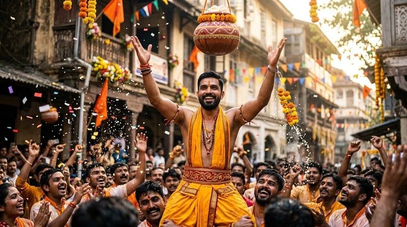 boy celebrating dahi handi