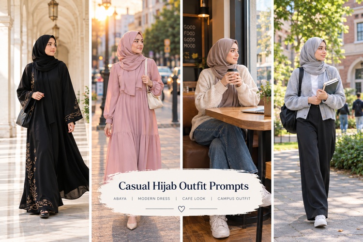 Casual hijab outfit prompts